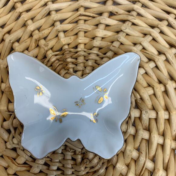 Lenwile Ardalt Artware Butterfly Trinket Dish Jewelry Holder 4 x 3" - Picture 1 of 5
